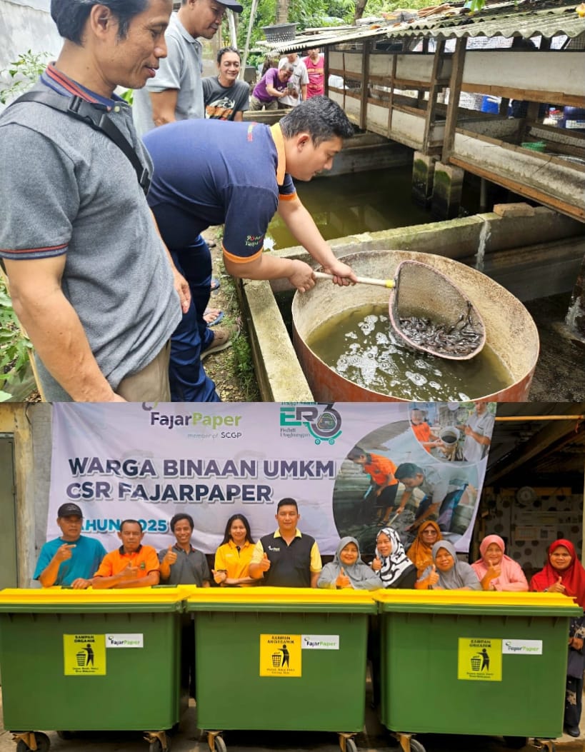 FajarPaper Dukung Ekonomi Berkelanjutan dan Kebersihan Lingkungan dengan Fasilitasi Bibit Lele dan Unit Tempat Sampah