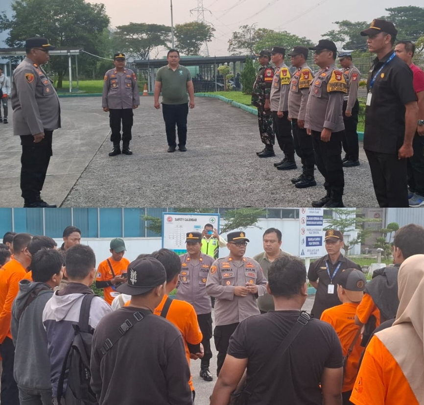 Kapolsek Serang Baru Pimpin Apel Persiapan Pengamanan dan Monitoring Keberangkatan Massa Buruh Menuju Monas Dalam Rangka Perayaan Mayday